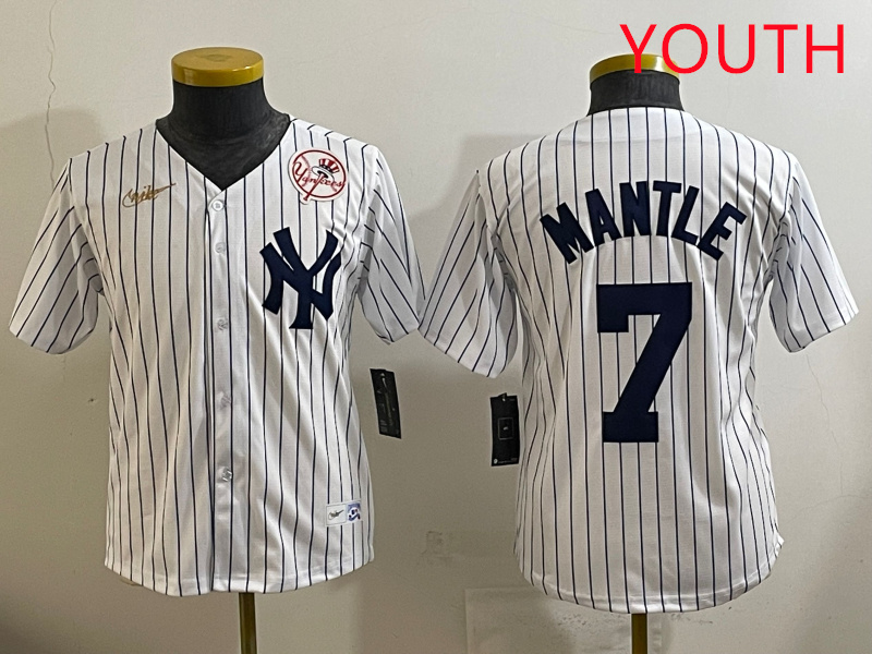 Youth New York Yankees #7 Mantle White 2025 Nike MLB jersey style 7->youth mlb jersey->Youth Jersey